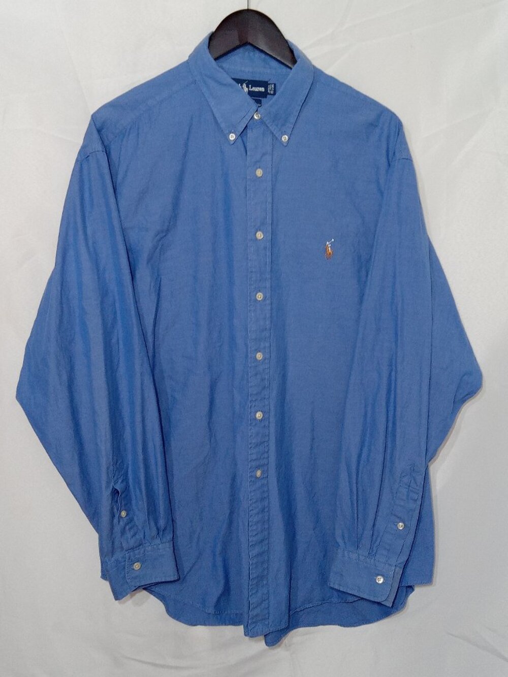 Ralph Lauren Yarmouth Blue Pinpoint Oxford Button Down Shirt Mens 17.5-36 Preppy